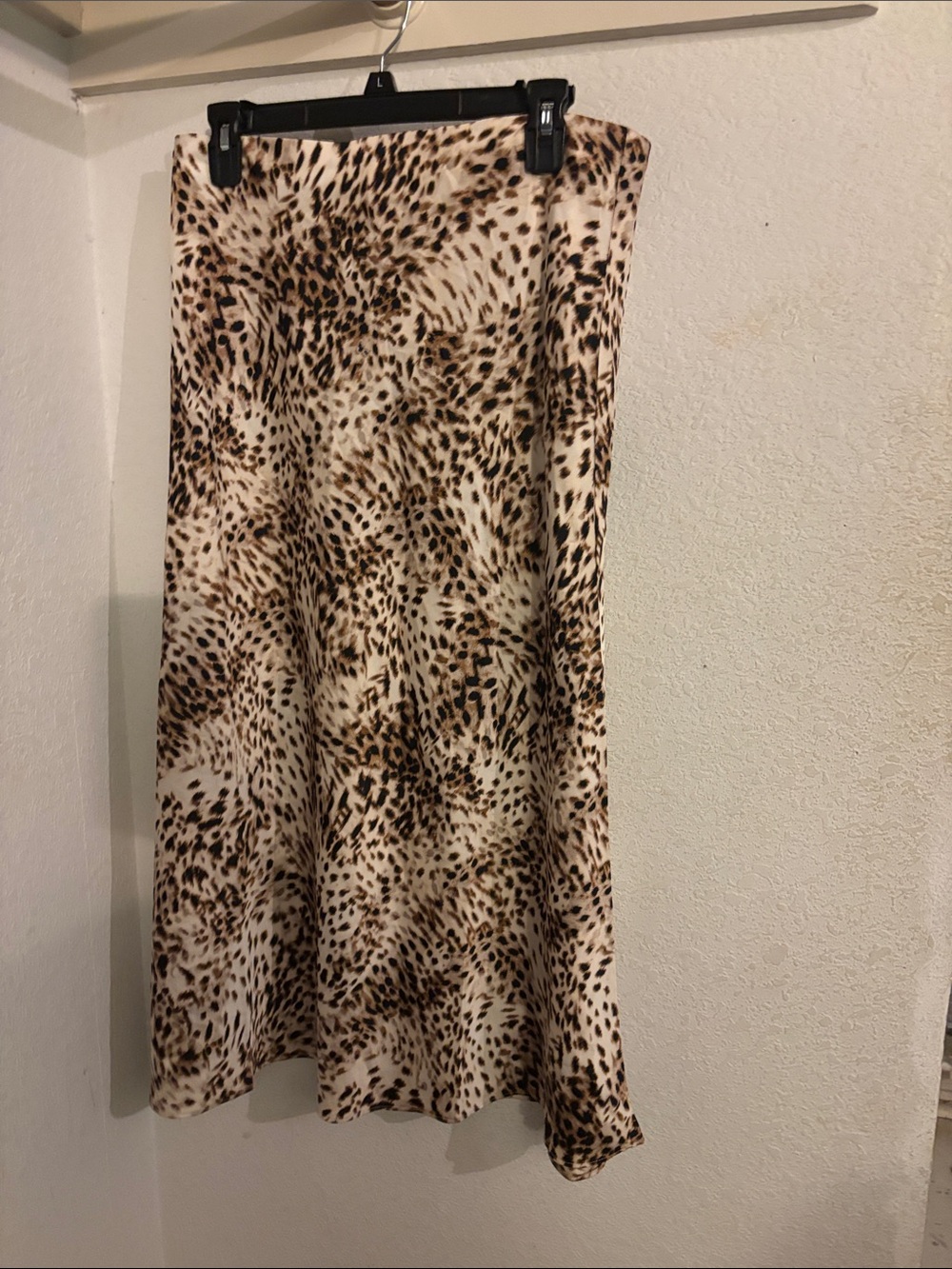 LOFT Leopard Print Satin Midi Skirt - Brown & Cream